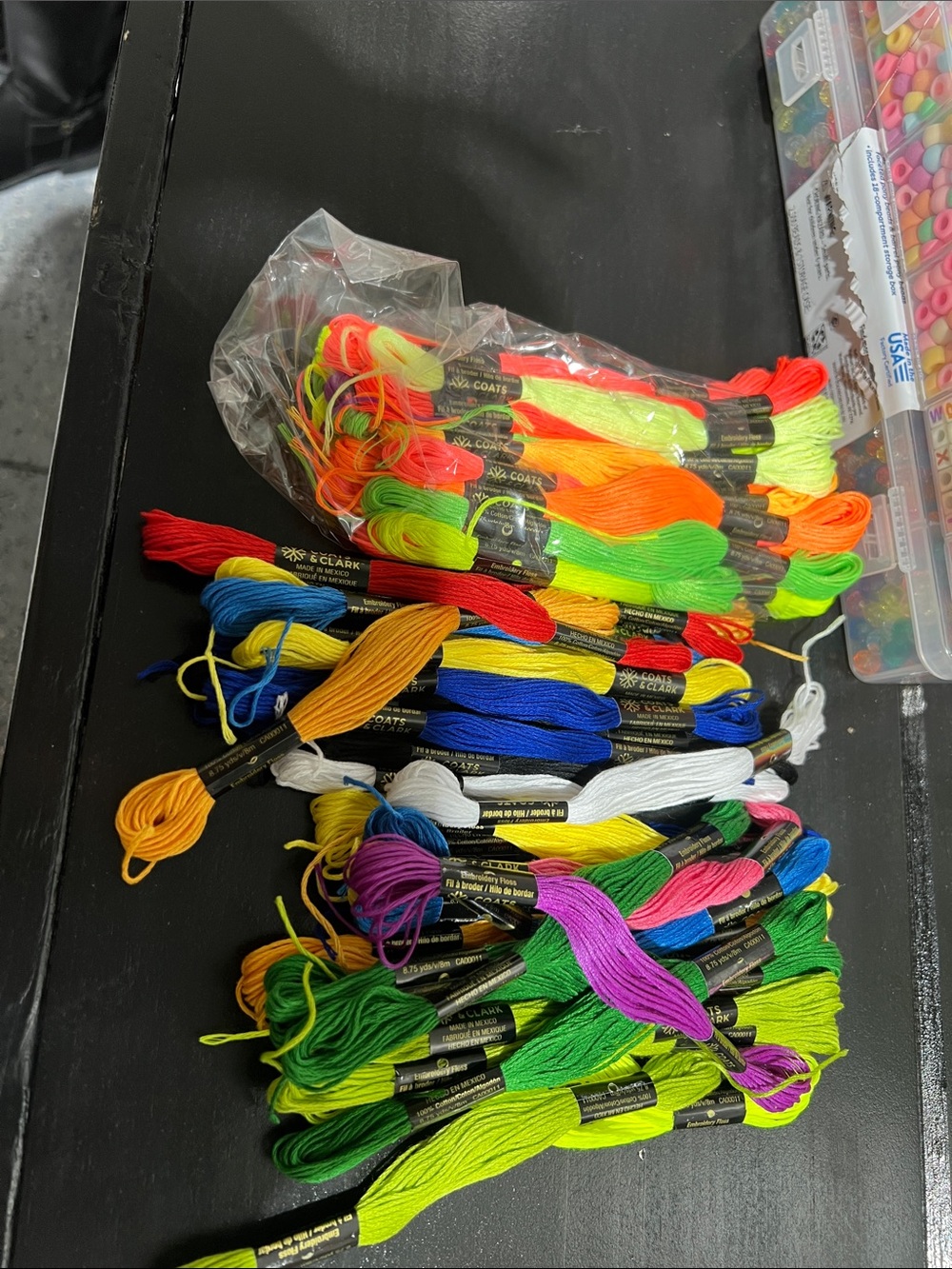 Pony Bead Mega Box + Assorted Embroidery Floss - Bright Multicolor Craft Set - Picture 2 of 5